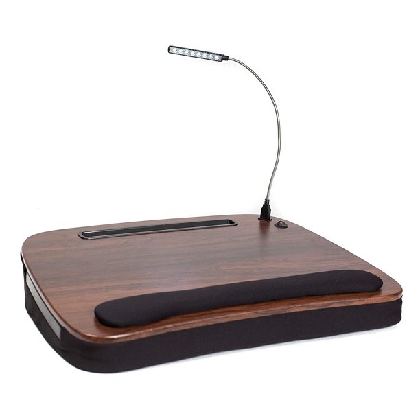 Sofia + Sam Portable LapDesk with Memory Foam and USB Light (Brown