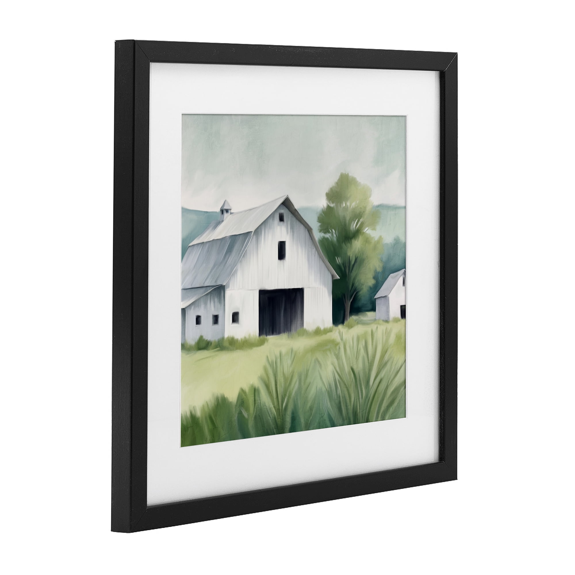Stupell Industries Farm Home White Barn Black Framed Print Under Glass, design by Kim Allen