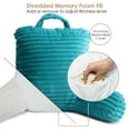 thumbnail image 4 of Clara Clark Cut Plush Striped Reading Pillow for Kids & Teens, Small Back Pillow, Back Support Pillow, Shredded Memory Foam Bed Rest Pillow with Arms, Teal, 4 of 6