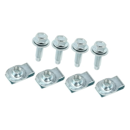 Front Bumper Outer Bracket Bolt U-nut Set No.11516845 for Ford F250 2011-2016 Metal Silver Tone 1 Set