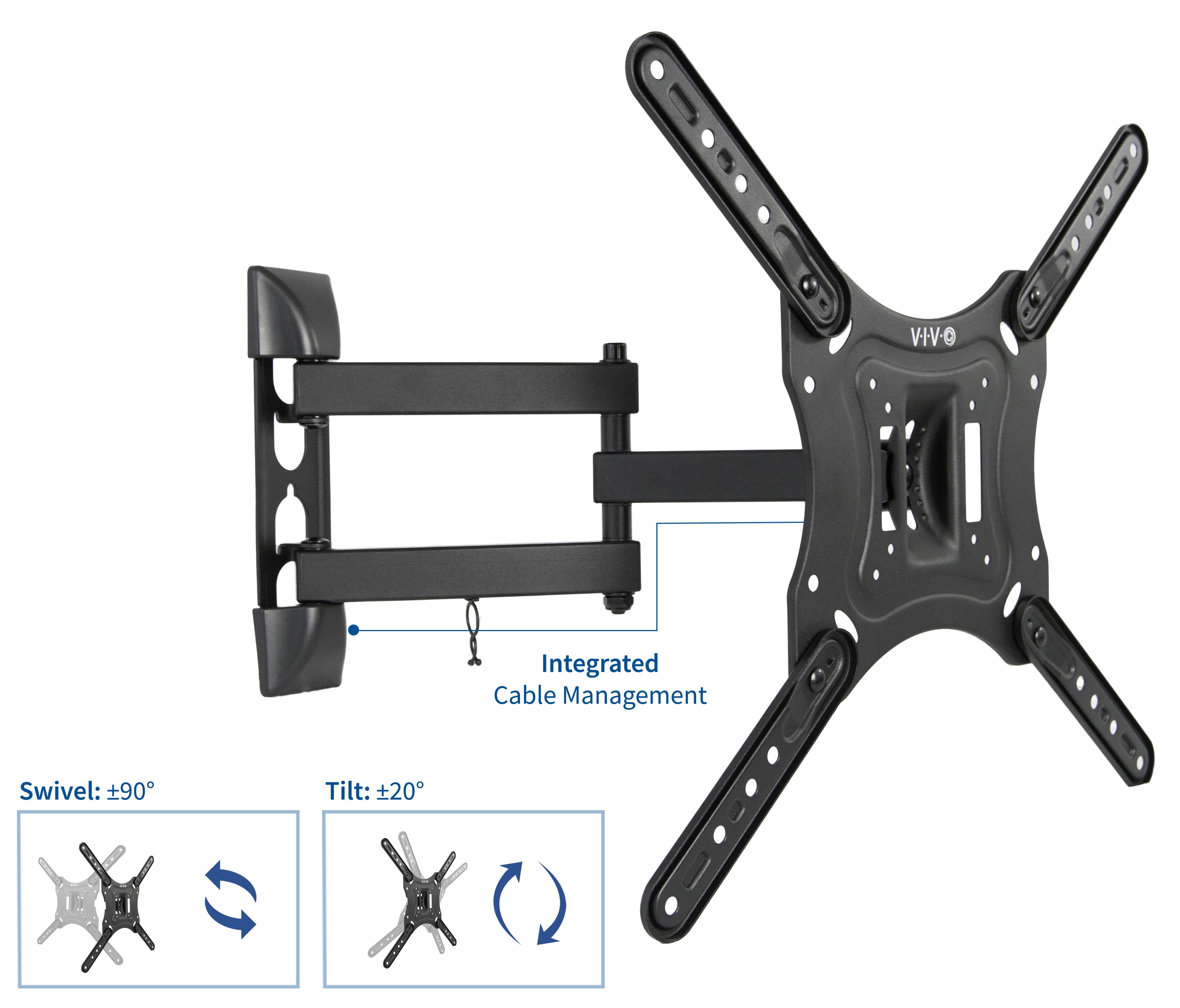 VIVO Black 23" to 55" Screen Adjustable TV Wall Mount & AV, DVD Floating Shelf