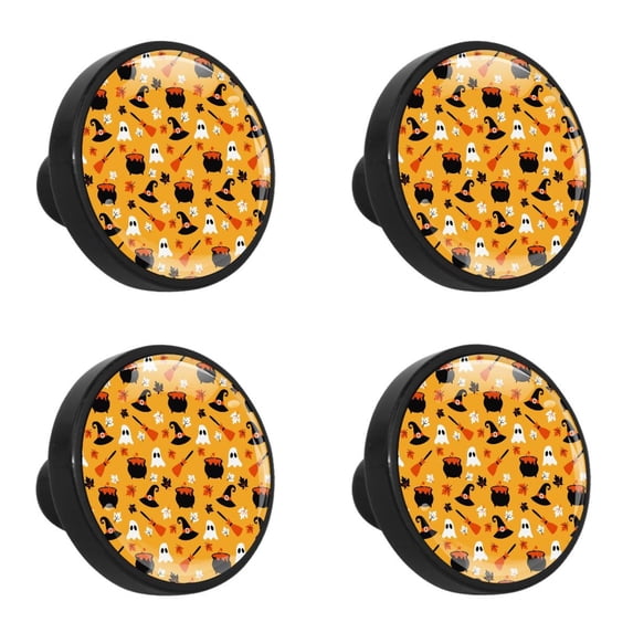 4 Pcs Halloween Knobs for Kitchen Cabinet Cupboard Dresser Bookcase Drawer Pulls Handles Round Home Decor