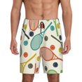 thumbnail image 1 of Kdxio Racket and Tennis Ball Print Mens Shorts, Breathable Lounge Sleepwear Set with Elastic Waistband and Pockets-4X-Large, 1 of 6