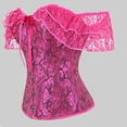 thumbnail image 3 of Women's Off-the-Shoulder Corset Top Ruffle Sleeve Sweetheart Neck Bustier Vintage Overbust Corset with Front Hook L, 3 of 5