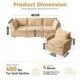 thumbnail image 3 of Vcatnet 98" Modular Sectional Sofa Couch Corduroy Cloud Couch Oversized Modern Minimalist Couch with Swivel Accent Chair for Living Room, 4 Seat, Beige, 3 of 11