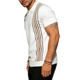 thumbnail image 5 of Men's Knit Quarter-Zip Polo Shirt, Short Sleeve Vertical Stripe Casual Top, Breathable Textured Knitwear for Smart Casual Style, Everyday Wear & Outings White XXL, 5 of 5