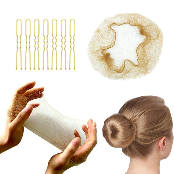 Juego de redes de pelo de malla invisible con horquillas en forma de U de posicionamiento para el peinado de las mujeres (rubio)