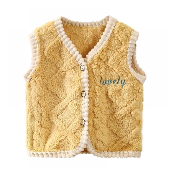 Autumn Winter Toddler Plush Warm Button Sleeveless Warm Vest,1-7T