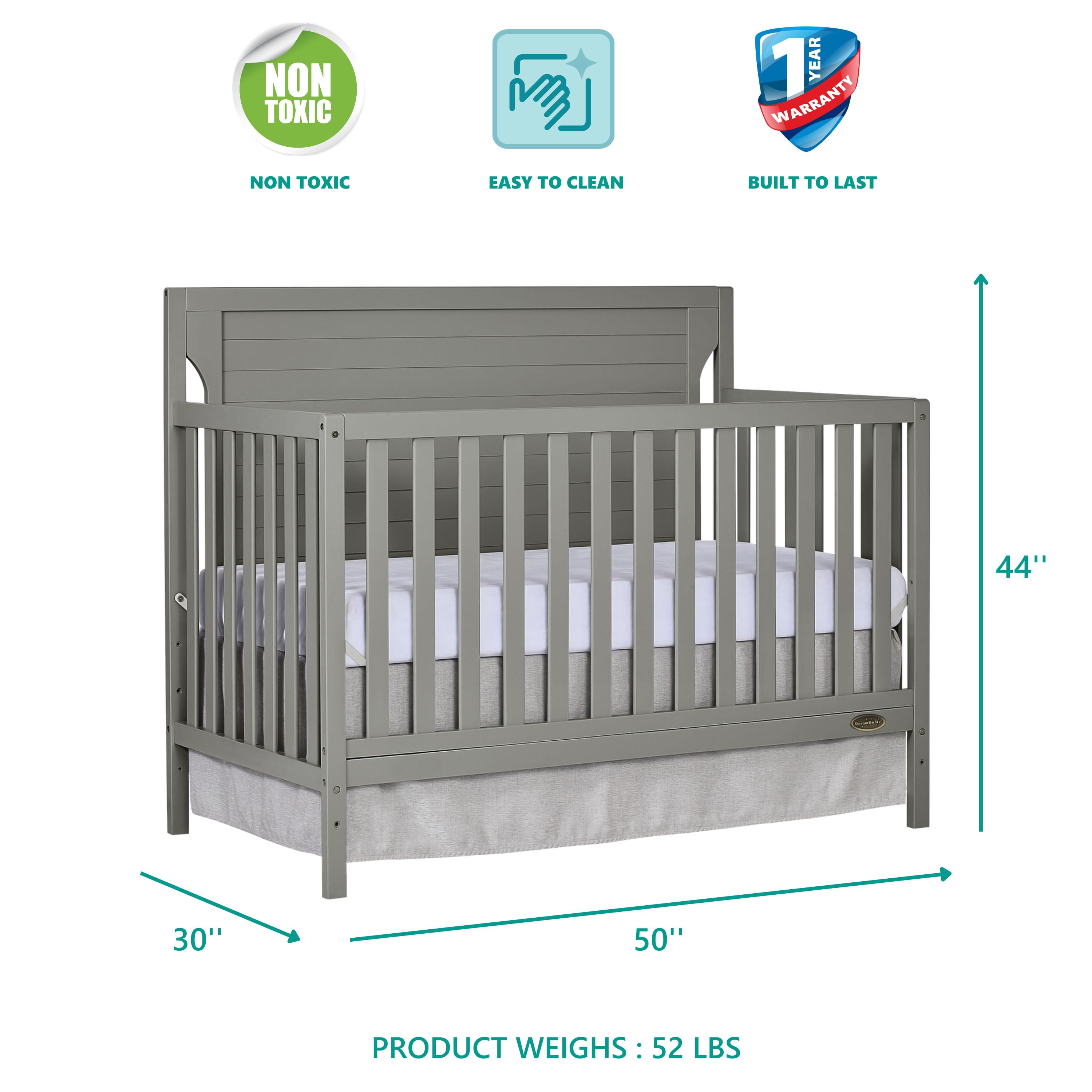 Dream On Me Cape Cod 5-in-1 Convertible Crib, Storm Gray