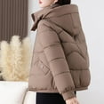 thumbnail image 3 of Roncen Casual Solid Color Hooded Winter Coats for Women - Warm Long Sleeve Winter Outerwear - Lightweight Insulated Zip-Up Jacket for Cold Weather, 3 of 8