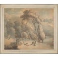 thumbnail image 2 of Thomas Rowlandson 23x20 Black Ornate Framed Double Matted Museum Art Print Titled: Fishing with Nets, in Devonshire (ca. 1780-1825), 2 of 5