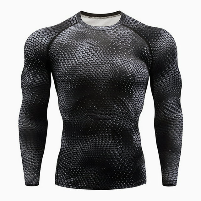 Minnieouse Deporte manga larga hombres cuello ropa deportiva transpirable resistencia al desgaste camisa térmica de compresión duradera Camisetas Profundo negro Minnieouse AP013563-05