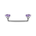 thumbnail image 1 of LionGothic 316L Surgical Steel 14G Internally Threaded Staple Surface Barbell with Prong Setting CZ, 1 of 11