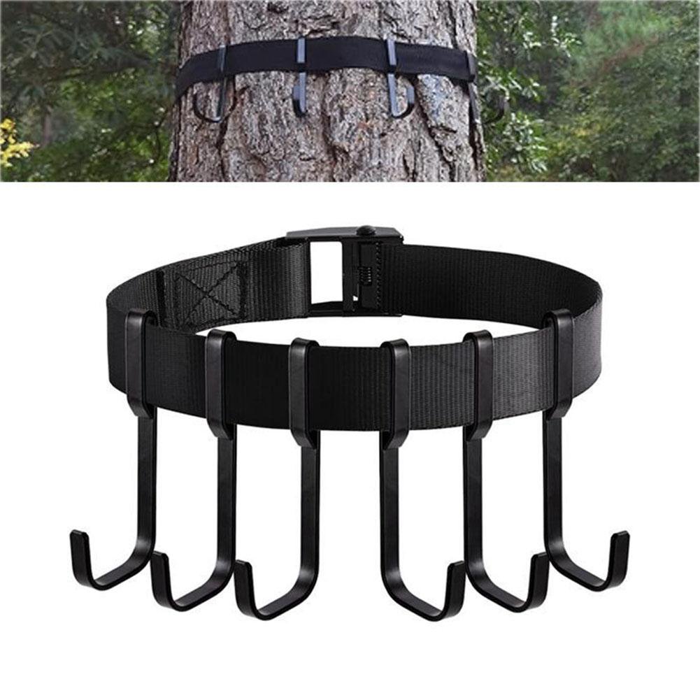 Strap Hanger with 6 Metal Hooks for Treestand 78.74 Polyester Gear Holder for Camping Accessory