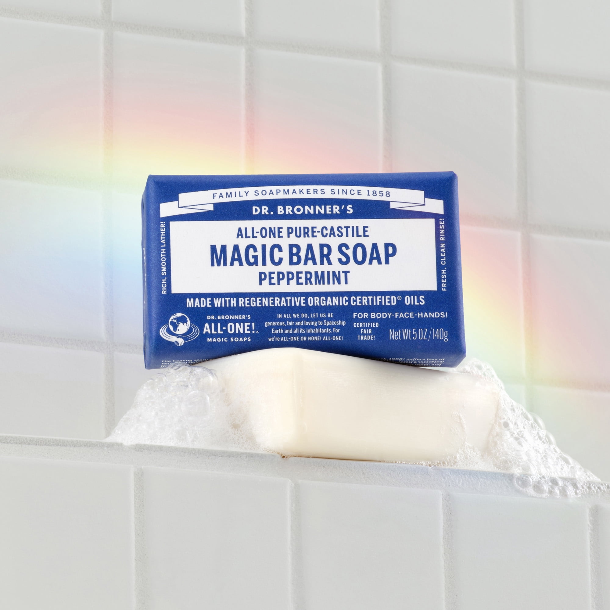 (6 pack) Dr. Bronner's Magic Soap Pure-Castile Bar, Organic Coconut Oil, Peppermint, 5 oz