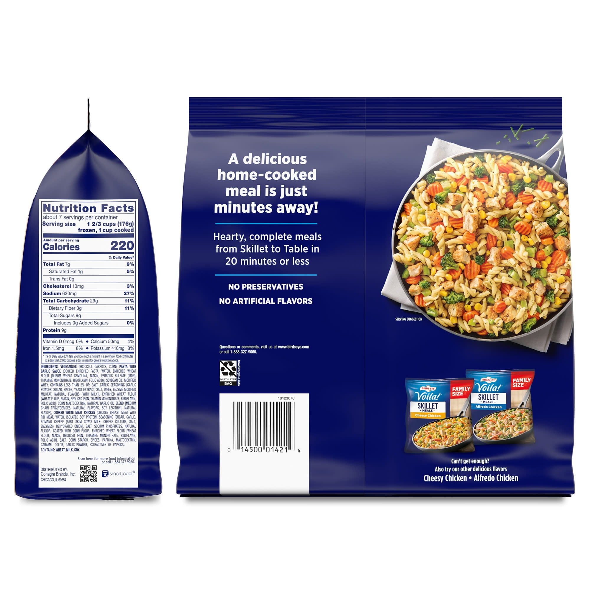 Birds Eye Voila! Garlic Chicken Skillet Meals, Frozen Meal, 42 oz. Family Size Bag
