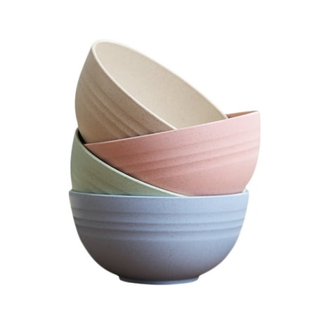 

Eating Bowl 4 Pcs Eating Bowl Home Use Wheat Straw Food Bowl Household Mixing Bowl Round Salad Bowl (15Cm)