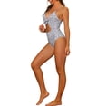 thumbnail image 4 of INSPIRE CHIC Women 1 Piece Dalmatian Swimsuit Decor Knot Tummy Control Bottom Swimwear Black White Dalmatian M, 4 of 5