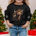 thumbnail image 4 of Cute Highland Cow Sweatshirts for Girls Boys Long Sleeve Crewneck Western Country Christmas Graphic Sweatshirt Pullover Tops, 4 of 5