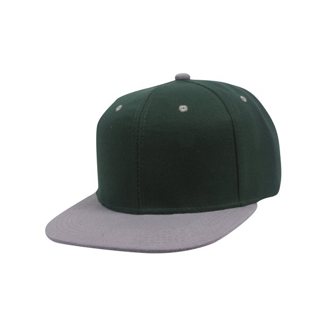 Top Headwear Casquette Snapback Ajustable à Visière Plate - Vert Forêt/gris