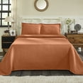 thumbnail image 6 of Jacquard Matelassé 100% Cotton Basketweave 3-Piece Bedspread Set, Embossed Cotton Fabric, Soft, Breathable, Medium Weight, Basketweave, Oversized Bedding , Full, Mandarin by Blue Nile Mills, 6 of 7