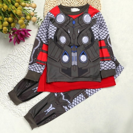 

Marvel Avengers Boys Pajamas Set Spiderman Captain America Thor Thorke Ironman Clothes Long Sleeve New