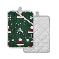 Yayeee Pot Holders Kitchen Heat Resistant with Pocket 7"x9.8" Cotton Oven Cooking Hot Pads, Christmas Santa Hats