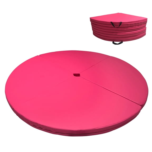 59" x 3" Round Pole Dance Mat, Folding Safety Crash Mat with 4-Panel Design, Professional EPE Foam Padding with Waterproof PU Leather Surface for Home Gym, Yoga & Gymnastics, Black