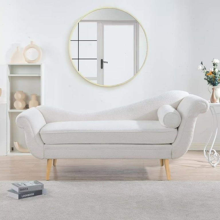 Wave Back Chaise Lounge Indoor Fabric Upholstered Lounge Chair