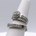 thumbnail image 2 of Hitanshu Jewels His & Her White Stone Wedding Ring Set Unique Style 3Pc Silver Band Set, 2 of 7