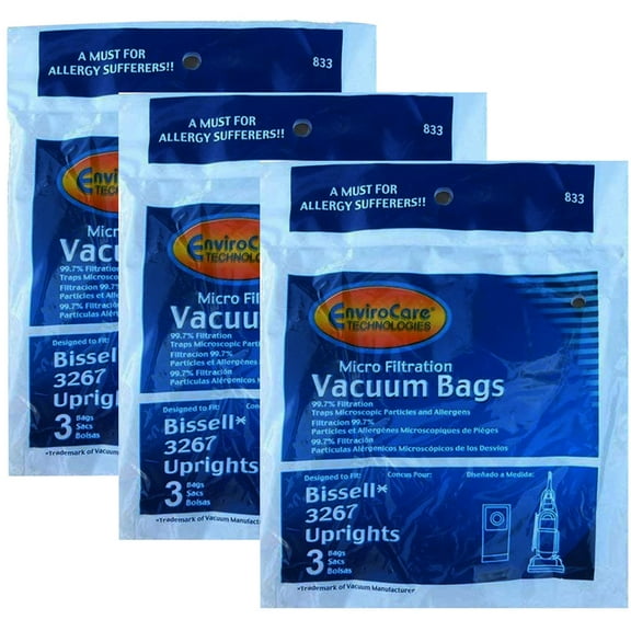 Replacement Part For Bissell 3267 Allergy Vacuum Cleaner Bags Bulk lot of 3 Packs 9 total bags