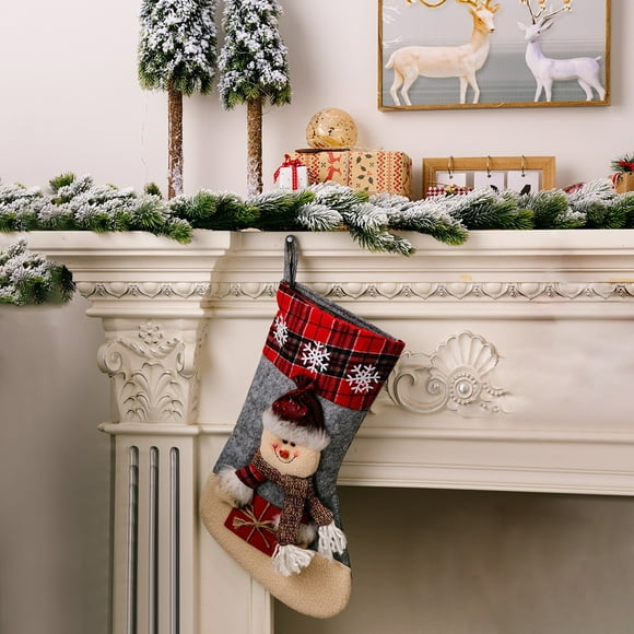 TIMIFIS Christmas Stockings Large Knit Christmas Stockings Snowman Christmas Ornaments for Chrsitmas Tree Fireplace Candy Gift Socks