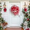 thumbnail image 2 of 15.7" Merry Christmas Snowman Wreath - Silver Red White Snow Christmas Mesh Front Door Wreath - Winter Decor, 2 of 7