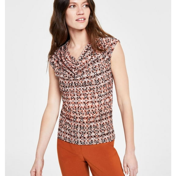 Anne Klein Womens Printed Pullover Blouse, Multicoloured, Medium