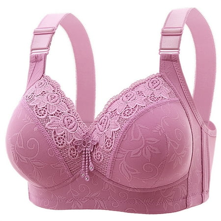 Audhol Women s Minimizer Bras Everyday Bras for Women Front Close Snap Builtup Sports Wire Bras Daisy Bra Women Large Size Underwire Plus Size Bras for Women Purple D