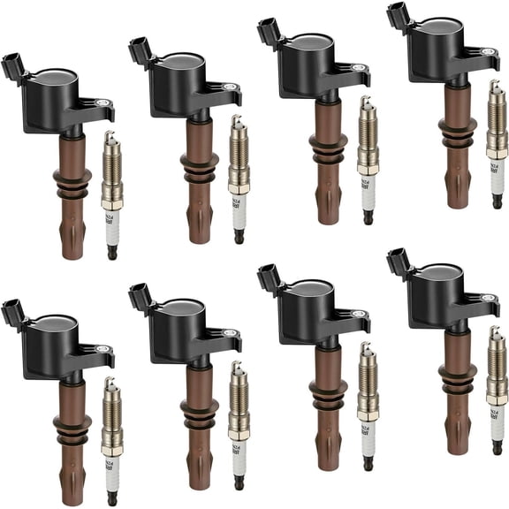 BDFHYK Ignition Coils DG521 and Iridium Spark Plug SP509 Compatible with Lincoln Mark LT Navigator Mercury F150 F250 F350 Expedition Trac Mustang V8 V10 4.6L 5.4L 6.8L Replaces IC697 Set of 8