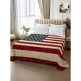 thumbnail image 2 of American Flag Queen Size Flat Sheet, Wrinkleproof & Fadeproof Cooling Flat Bed Sheet Only, Vintage Red BlueUSA Flag Breathable Soft Bedding Top Sheets 90 x 102 Inches, 2 of 8