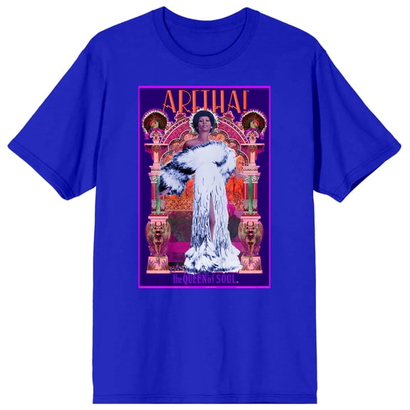 Aretha Franklin Queen Of Soul Poster Crew Neck Short Sleeve Royal Blue Men's T-shirt