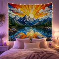 thumbnail image 2 of Mountain Lake Landscape Stained Glass Wall Art, Serene Fantasy Style for Nature Lovers, Scenic Home Decor, Housewarming Gift Tapestry Wall Hanging for Bedroom, Living Room and Dorm, 2 of 7