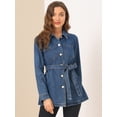 thumbnail image 2 of Chaqueta vaquera Unique Bargains con Lazo en la cintura Mujer Azul Medio L, 2 of 6