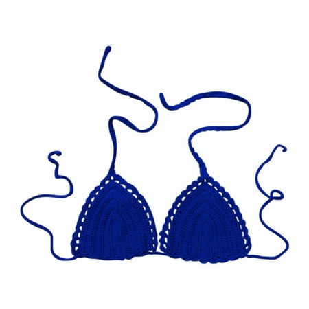 Pavied Minimizer Bras Bralettes for Women Feelingirl Bra Women s Summer Solid Color Hand Crochet Swimsuit Euramerican Swimsuit Bikini Top Seamless Bras Womens Bras Blue M