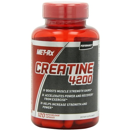 MET-Rx Creatine 4200 Diet Supplement Capsules, 120 Count, A pre- and post-workout supplement By