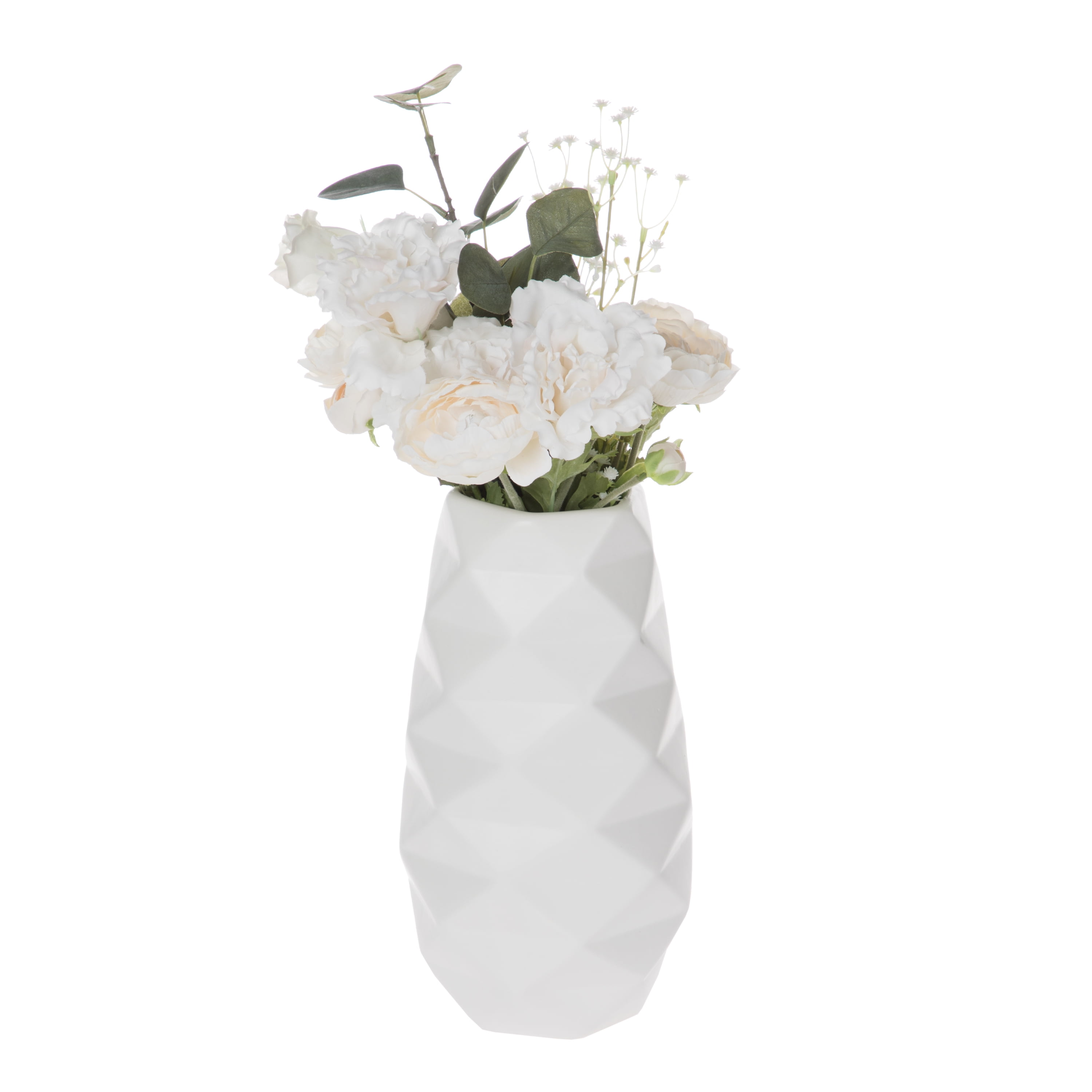 Mainstays 11.14" Tall White Geometric Ceramic Vase