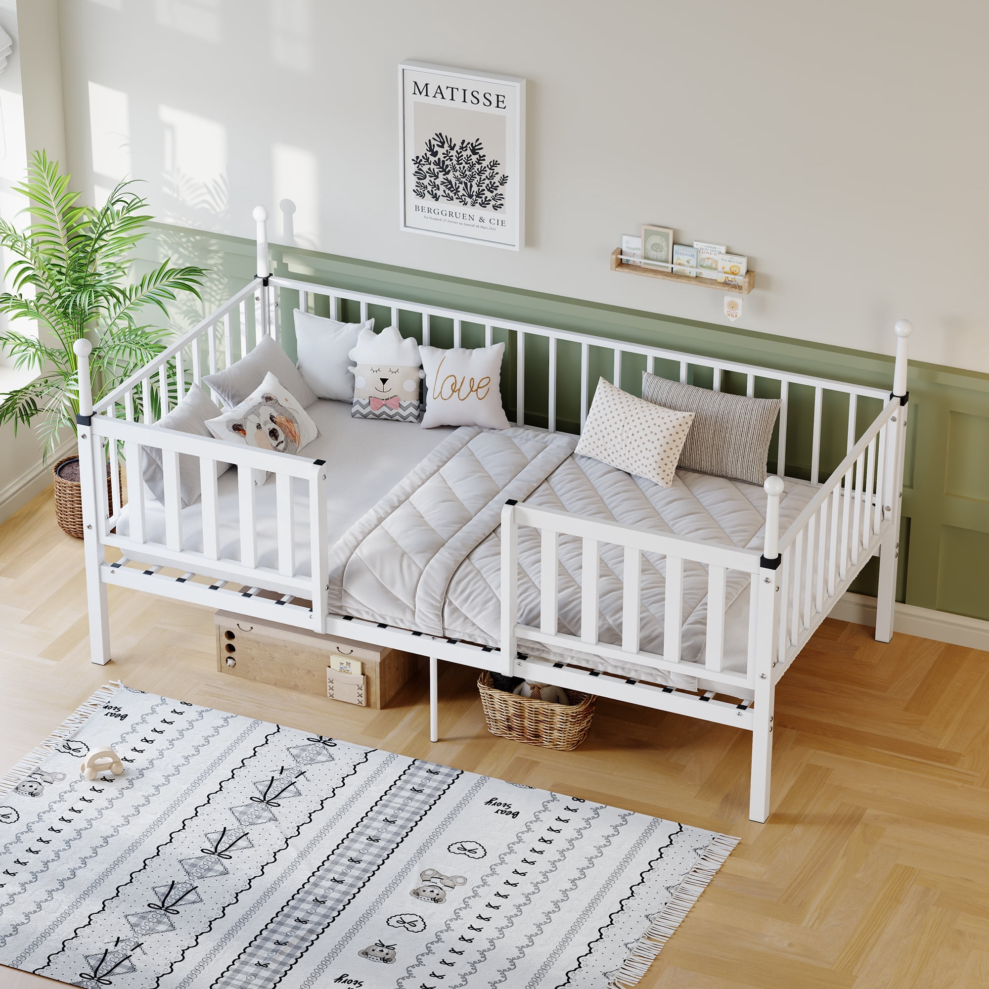 Leumius 11 inch Twin Bed Frame,Heavy Duty Metal Platform,No Box Spring Needed,Easy Assembly,White