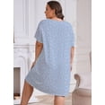 thumbnail image 6 of Plus Size Nightgowns for Women Floral Print Short Sleeve Nightshirts Knee Length Sleepshirt Sleepwear with Pockets, 6 of 6