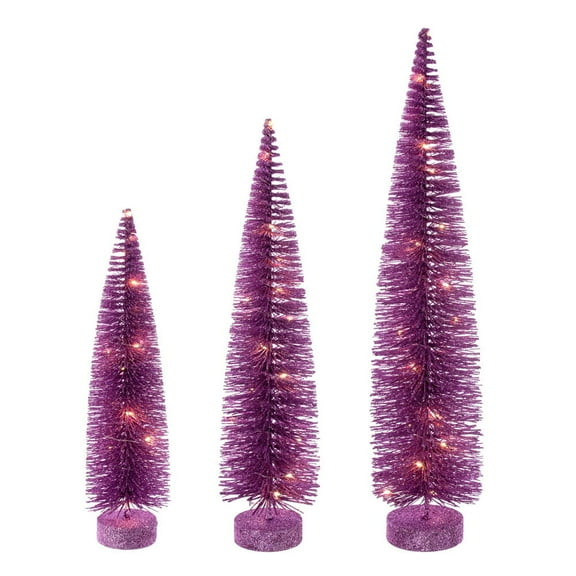 16"-20"-24" Pink Bottle Brush Clear Lts