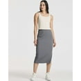 thumbnail image 6 of 3 Pack: Women's Midi Ribbed Knit Skirt With Side Slit - Stretchy Office Work Business Casual Pencil Pull-On Skirts, 6 of 6