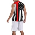 thumbnail image 2 of Sikiie Firefighters USA Flag Basketball Jersey Reversible Men's Mesh Athletic Sports Shirts Training Practice S-4XLX-Large, 2 of 6