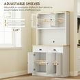 thumbnail image 4 of HOMCOM Freestanding Kitchen Cabinet with Wide Countertop, Tall Pantry Cabinet with Adjustable Shelves, Modern Hutch for Dining Room, White, 4 of 9