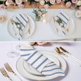 thumbnail image 2 of Navy Blue Striped Cloth Napkins, Rustic Blue Stripe Modern Art Beige Washable and Reusable Dinner Napkins Set of 8, Table Napkin for Kitchen Party Birthday Wedding Hotel Housewarming 20"x20", 2 of 8
